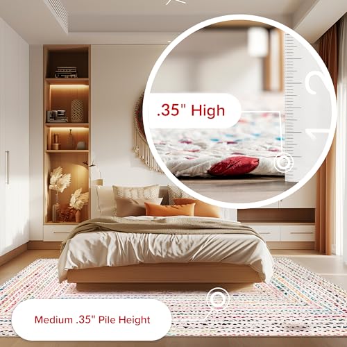 Nuloom Tammara Ivory/Multicolor, 3' x 5' Oval, Hand Braided, Bohemian, Cotton, Soft and Cozy, High Traffic, Stain Resistant, Easy Clean, Durable Runner for Bedroom, Living Room, Dining, Den