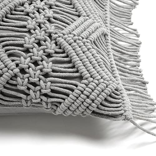 Lush Decor Studio Chevron Macrame Decorative Throw Pillow Cover, 13" W x 20" L, Gray - Rectangle Pillow Cover - Throw Pillows For Bed, Couch, Or Chair - color: Gray