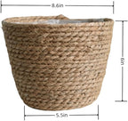 Seagrass Planter Basket Set With Plastic Lining Woven Storage Basket 7x6 In Indoor And Outdoor Plant Flowerpot Baskets Are Very Suitable For Flowerpot Covers. Natural Plant Containers (Large)