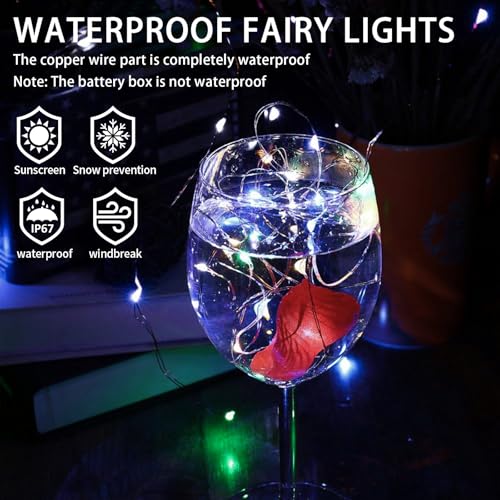 12 Pack Multicolor Fairy Lights Battery Operated 7ft 20 LED Mini String Twinkle Lights for Christmas Halloween Easter Mason Jars Party Centerpiece Table Decorations (12, Multicolor) - color: Multicolor
