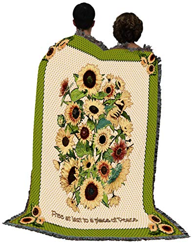 Pure Country Weavers Memorial Sunflowers Blanket - Gift Tapestry Throw Woven from Cotton - Made in the USA (72x54) - color: Sunflowers, size: 72" x 54"