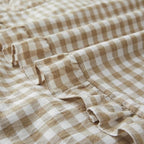 KKJIAF Ruffle Gingham Pillow Covers 24 x 24 Inches, Cotton Gingham Pillow Cases Set of 2, Linen Feel Ruffled Plaid Pillow Shams with Envelope Closure for Sofa Bed (Taupe/White Plaid) - color: Taupe/White Plaid, size: 24" x 24" (Pack of 2)