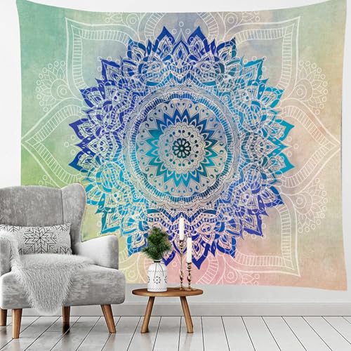 Bohemian Tapestry Large Mandala Wall Hanging Geometric Decorative Wall Art Colorful Wall Decor for Living Room - color: Kaleidoscope2, size: 79"L x 59"W