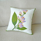 vctops Farmhouse Hibiscus Flowers Cotton Tufted Throw Pillow Cover Spring Floral Embroidery Pillowcase Soft Square Cushion Case for Sofa Couch Bed Chair (Pink Purple,18"x18") - color: Pink Purple