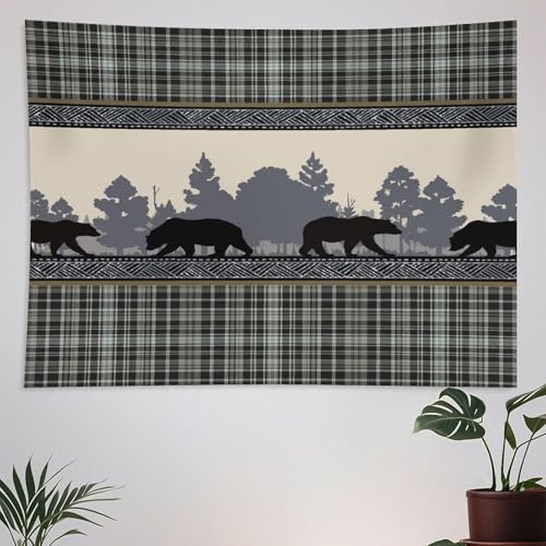 ZhiRain Rustic Bear Tapestry Wall Hanging Retro Cabin Country Vintage Tribal Aztec Abstract Geometric Tapestries Home Decor for Living Room Bedroom Farmhouse Apartment Dorm 30"x40" - color: Cabin-25, size: 30"L x 40"W