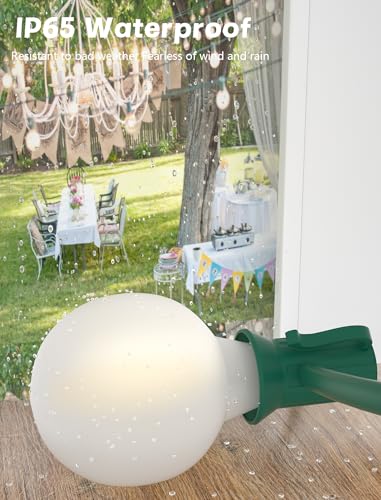 SUNSGNE 25Ft Globe Christmas Lights Outdoor, G40 LED Round Christmas Lights with 27 LED Frosted White Bulbs(2 Spare) for Yard Patio Garden Balcony Bistro Decor, Green Wire - color: Frosted White-Green, size: 25FT