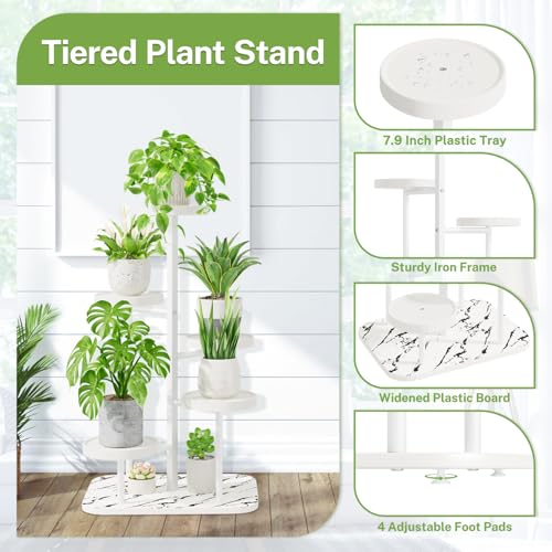 iDavosic.ly 5 Tier Plant Stand Indoor Outdoor, Tiered Corner Plant Stands for Multiple Plants, Metal Plastic Tall Plant Display Holder Flower Shelf for Patio Living Room Garden Balcony Bedroom, White - color: Plastic White, size: 5 Tiers