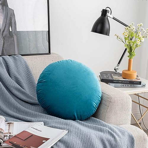 S_SSOY Round Throw Pillow 18",Soft Dutch Fleece Throw Pillow Round Cushion Floor Pillows for Living Room Sofa Bed Chair Floor Car Home Decoration (Royal Blue) - color: Sky Blue