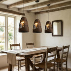 JAYMP Wabi Sabi Pendant Light for Dining Room Kitchen Island Hallway Farmhouse Hanging Lamp E26 Base Retroism Style Wine Bottle Shape Lighting Fixture, 1 Pack (Antique Brown,A Shape, D35×H51cm) - color: Antique Brown,A, size: D35×H51cm