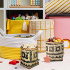 MAGICLULU Bamboo Weaving Basket 8.26X7.87X7.87In Woven Trash can Sundries Organizer Decorative Storage for Home Kitchen Office