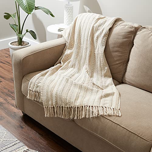 DII Braided Striped Decorative Throw Blanket, 50x60, Vintage Linen - color: Vintage Linen