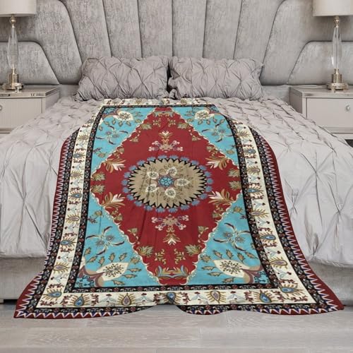 Red Boho Throw Blanket,Abstract Geometric Traditional Ethnic Texture Pattern Soft Throw Blanket for Couch Sofa Camping Office Travel Home Bedroom Decor All Seasons 30"x40" - color: Boho-6, size: 30x40in