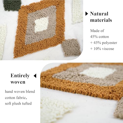Woven Tufted Boho Throw Pillow Covers 12x20, Farmhouse Pillows Cover Cases Cushion with Tassels, Neutral Decorative Square Pillowcases for Couch Bed Sofa Living Room Bedroom Aesthetic Brown - color: Brown01, size: 20" x 12" (Pack of 1)