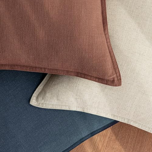 24x24 Inch Set of 2 Rust Red Decorative Linen Euro Solid Throw Pillow Covers Boho Accent Farmhouse Couch Pillows Modern Neutral Home Decor for Bed Sofa Livingroom - color: Autumn Glaze, size: 24" x 24" (Pack of 2)