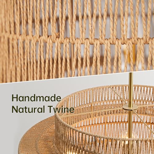 24” Boho Large Rattan Chandelier Light Fixture,6-Light Large Hand Woven Pendant Light Fixture Farmhouse Rustic Chandeliers for Kitchen Bedroom, Dining Room, Living Room, Hallway, Foyer - color: Brown, size: 24" 6-Light
