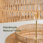 24” Boho Large Rattan Chandelier Light Fixture,6-Light Large Hand Woven Pendant Light Fixture Farmhouse Rustic Chandeliers for Kitchen Bedroom, Dining Room, Living Room, Hallway, Foyer - color: Brown, size: 24" 6-Light