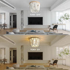 Bohemian Wood Beaded Ceiling Lamp 3-Light – Antique Rustic Mini Chandelier with White Beads for Bedroom, Nursery, Girls' Room, Dining Room, Hallway Entryway - color: White