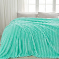 NEWCOSPLAY Super Soft Queen Blanket Aqua Premium Silky Flannel Fleece 3D Ribbed Jacquard Lightweight Bed Blanket All Season Use (Aqua Ribbed, Queen(90"x90")) - color: Aqua Ribbed, size: Queen(90"x90")