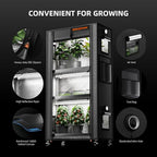 Spider Farmer 2026 Plant Stand with Grow Lights, 4-Tier Plant Shelf with 6Pcs 2ft Full Spectrum LED Lamp and Grow Tent, for Veg Seed Starting Plants Growth Greenhouse 28Lx14Dx59H (Update) - size: M-28x14x59in