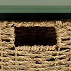 SAFAVIEH Home Collection - Finley Dusty Green Wall Mounted 3-Basket Storage Rack with Hooks & Seagrass Baskets (HAC5700G) - color: Dusty Green