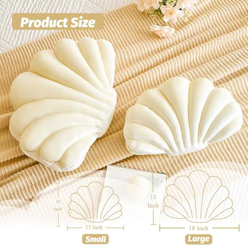 Lfsaaj Cream Seashell Throw Pillows, Shell Shaped Throw Pillows, 13 Inch Soft Velvet Home Decorative Pillow Plush Cushion for Bed Couch Living Sofa Room Decor Accent Throw Pillow - color: Velvet-cream, size: Small-13Inch