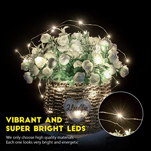 Brightown 24 Pack LED Fairy Lights Battery Operated 7 ft 20 LED String Light Waterproof Silver Wire Firefly Starry Lights for Crafts Wedding Party Bedroom (White) - color: White, size: 24 Pack