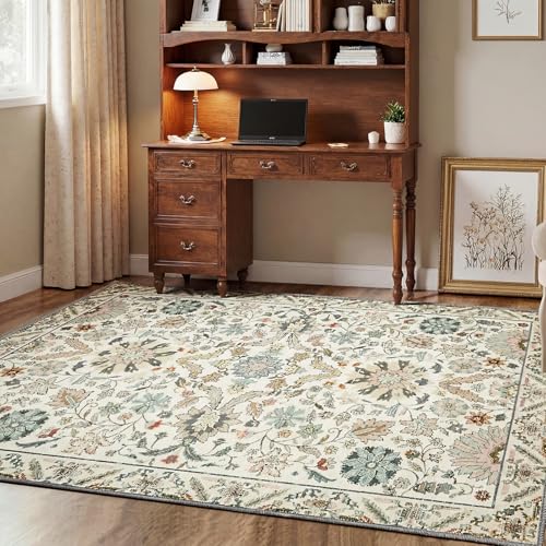 MINIDEAR 2x3 Area Rugs for Entryway Kitchen, Washable Rug Small Accent Rugs for Bedroom Non Slip Vintage Rug with Floral Print Thin Carpet Mat for Home, Daisy Green - color: 03green, size: 2' x 3' (Rectangular)