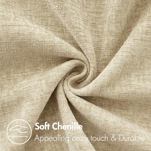 MIULEE Pack of 2 Beige Throw Pillow Covers 16x16 Inch Soft Chenille Pillow Covers for Sofa Living Room Spring Home Decor Couch Solid Dyed Cases - color: Beige, size: 16" x 16" (Pack of 2)
