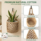 4 PCS 5-Inch Macrame Wall Plant Hangers, Small Wall Hanging Plant Holder with Hooks, Natural Cotton Rope Hanger for Indoor Plants & Daily Storage, Boho Home Decor