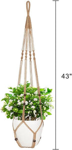 1 Pack Macrame Plant Hanger,Hanging Plant Holder, Boho Home Decor Hanging Basket with Wood Beads,Hanging Planters for Indoor Plants,Plant Hanger Indoor 43" Brown (POTS NOT Included)