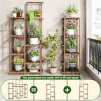 EnHomee Plant Stand Indoor Wood Plant Stand Outdoor Tiered Plant Shelf for Multiple 16-21 Potted Plants for Living Room Patio Balcony Yard Garden 44.9" W x 11.8" D x 62.2" H