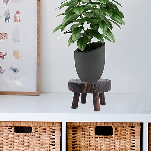Cabilock Solid Wood Flowerpot Rack 6.69X6.69X3.54 Inch Indoor Plant Stand Decorative Rack for Balcony Garden Living Room with Rustic Natural Finish
