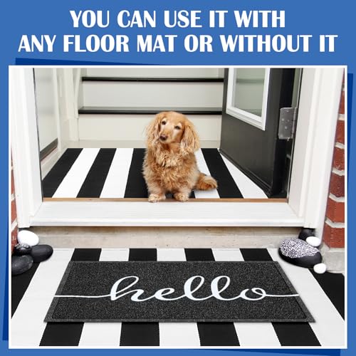 Geelin 2 Pcs 30'' x 18'' Doormat 43'' x 27.5'' Black and White Layered Rug for Front Door Mat Outside Entrance Welcome Door Mats for Indoor Outdoor Entryway Porch Decor(Stripe Hello) - style: Stripe Hello