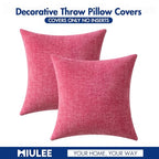 MIULEE Pack of 2 Couch Throw Pillow Covers 16x16 Inch Soft Hot Pink Chenille Pillow Covers for Sofa Living Room Solid Dyed Pillow Cases - color: Hot Pink, size: 16" x 16" (Pack of 2)