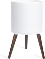 D'vine Dev 12 Inch Planter Pot with Stand, Mid-Century Tall Plant Pot with Legs for Indoor Plants, Large, White, 88-O-C-1