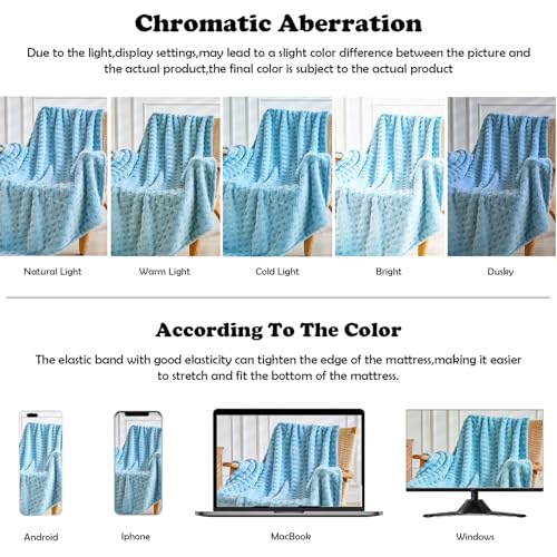 NEWCOSPLAY Super Soft Throw Blanket Blue Premium Silky Flannel Fleece 3D Waffle Checkered Lightweight Bed Blanket All Season Use (Blue, Throw(50"x70")) - color: Blue, size: Throw(50"x70")