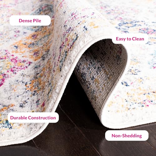 SAFAVIEH Madison Collection Accent Rug - 3' x 5', Cream & Multi, Boho Chic Distressed Design, Non-Shedding & Easy Care, Ideal for High Traffic Areas in Entryway, Living Room, Bedroom (MAD611B) - color: Cream/Multi, size: 3' x 5' (Rectangular)