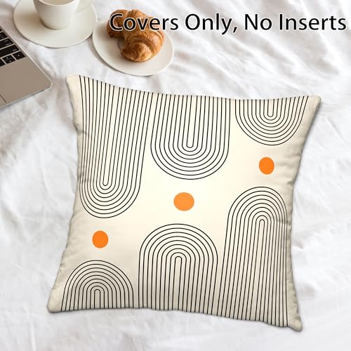 Boho Mid Century Throw Pillow Covers 18x18 Inches Modern Geometric Abstract Art Pillow Case Set of 2 Soft Velvet Couch Pillows Cushion Cover for Bed Sofa Living Room (Black, 18" x 18") - color: Black