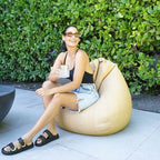 Big Joe Tuffet Weatherproof Bean Bag Chair, Natural Basket Weave, Breathable Weather Resistant Fabric, 2.5 feet Teardrop - color: Natural, size: Tuffet