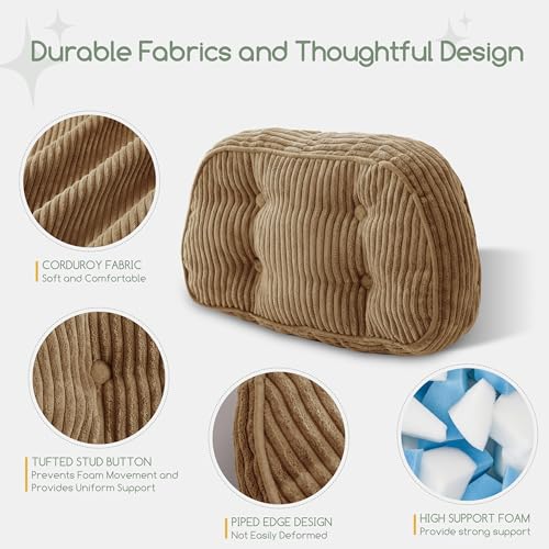 HIGOGOGO Lumbar Support Pillow for Recliner Chair/Accent Chair/Couch/Office Chair, Tufted Corduroy Back Support Cushion for Elderly, Recliner Cushions for Back Rest, Pain Relief, Reading, Coffee - color: Coffee