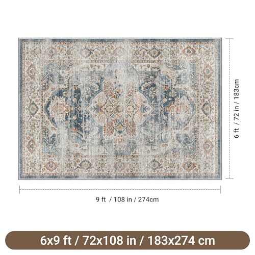 befbee 6x9 Area Rugs for Living Room - Stain Resistant Machine Washable Rugs for Bedroom,Non-Slip Backing Large Area Rug (Navy, 6'x9') - color: Navy, size: 6' x 9' (Rectangular)
