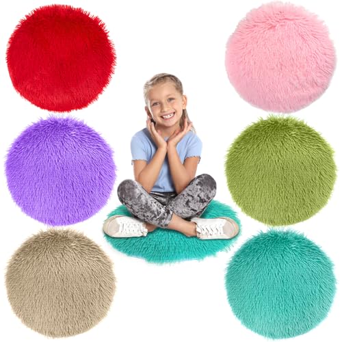 6 Pack Kids Crazy Carpet Circle Seats 16 Inch Round Floor Mat Kids Floor Cushions Soft Colorful Educational Classroom Rug for School Home Group Activity Learning Marker Playing Areas