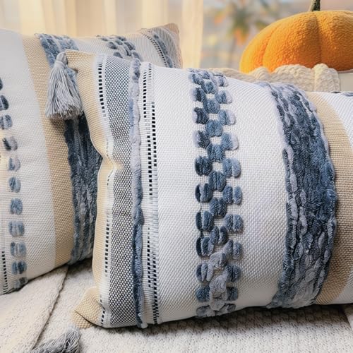 PANOD Boho Long Lumbar Throw Pillow Cover 14 x 36 Grey, Chenille Morocan Extra Long Pillow Case Cover, Decorative Long Pillow for Bed Couch Sofa Farmhouse - color: Grey Tone, size: 36" x 14" (Pack of 1)