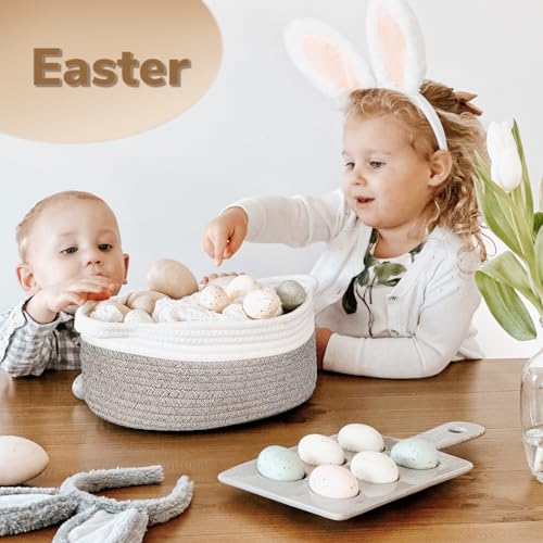 Goodpick Small Woven Baskets for Organizing, Dog Toy Basket, Storage Baskets with Handles, Gift Cute Basket for Decor 12"X 8" X 5" Mixed Brown - color: Brown, size: 12x8x5 Inch (Pack of 1)