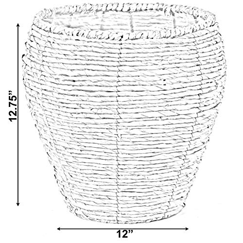 Woven Round Flower Pot Planter Basket with Leak-Proof Plastic Lining - Medium - size: Medium