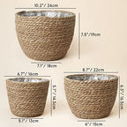 La Jolíe Muse Seagrass Planter Basket Indoor, Flower Pots Cover, Plant Containers, Natural, 3-Pack - color: Brown