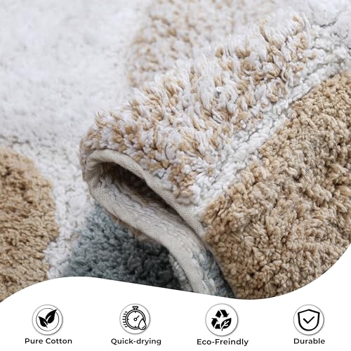 Ramanta Home Pure Cotton Pebble Stone Bathroom Mat Set of 2 - Grey Beige, Super Soft Anti Skid Absorbent Bath Rug Set for Bathroom, Kitchen, Machine Washable Bathrugs - 21x32 & 17x24 Inch - color: Grey Beige, size: 21" x 32" & 17" x 24" (Set of 2)