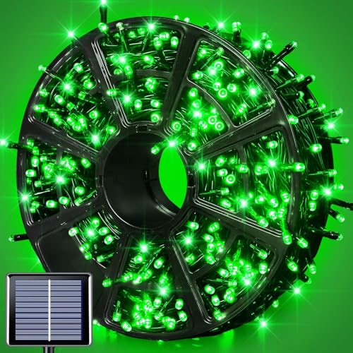 JMEXSUSS 600 LED Green Solar Christmas Lights, 206.7 ft Solar String Lights Outdoor Waterproof, 8 Modes Green String Light for Outside Yard Patio Tree Christmas Halloween Decorations - color: Green, size: 600LED*1