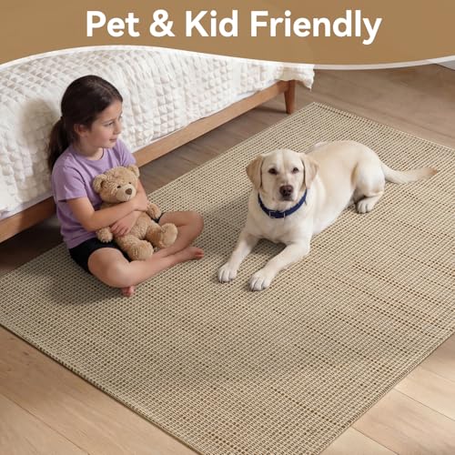 3x5 Rugs for Entryway, Woven Indoor Washable Door Mat, Non Slip Boho Small Rug for Kitchen, Soft Low Pile, Front Door Area Rug for Entrance, Living Room, Bedroom, Laundry, Bathroom (3'x5', Brown) - color: Brown, size: 3' x 5'