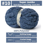 10 Pack Jumbo Chenille Yarn for Crocheting, #10 Super Bulky Baby Soft Yarn for Hand Knitting, 220 yds /70.5 oz Fluffy Chunky Knit Throw Blanket Yarn (Navy Blue) - color: Navy Blue